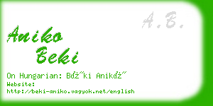 aniko beki business card